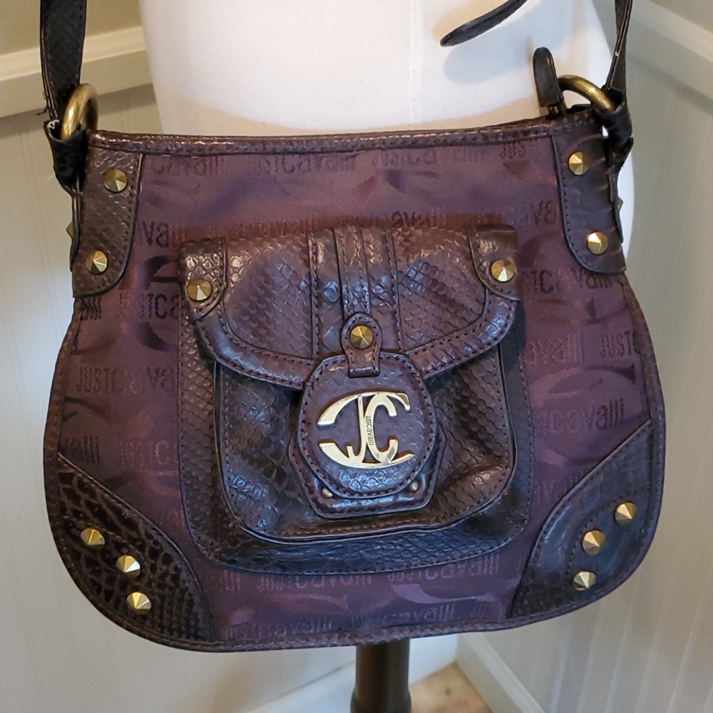 Cavalli Canvas & Leather Crossbody